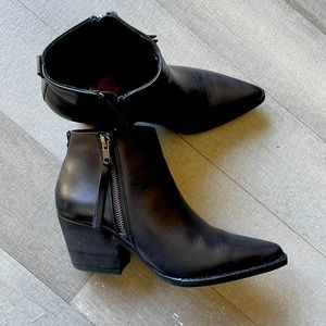 Gorgeous Genuine leather booties on a think heel